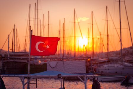 Bodrum marina at sunset Turkeyの写真素材