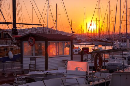 Bodrum marina at sunset Turkeyの写真素材