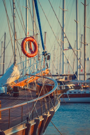 Boats in the port of Bodrum in Turkeyの写真素材