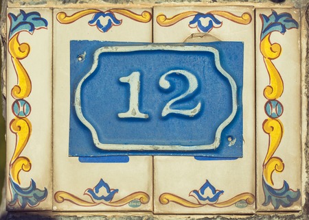 Number twelve, vintage plate number 12 summerの写真素材