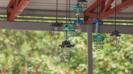 Retro lamps, iron bars, frayed by time