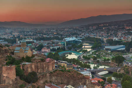 Evening view of Tbilisi from Narikala Fortress, Georgia