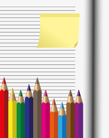 The Crayon on paper and memo sheet.のイラスト素材