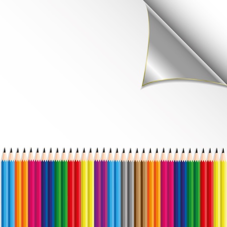 colorful pencil on paper sheet のイラスト素材