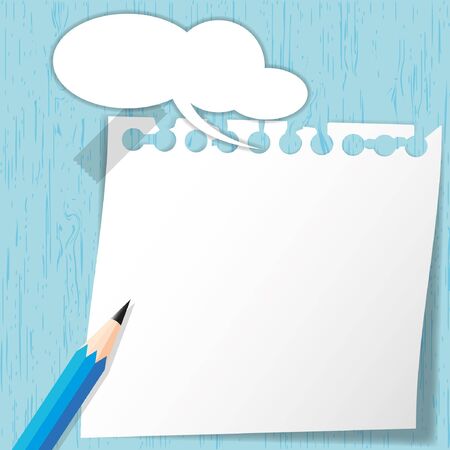 Sticky pad on blue wooden backgrounds.のイラスト素材