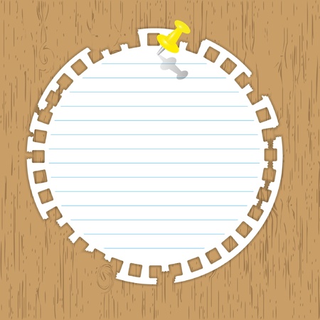 circle pad with yellow pin on wooden backgrounds.のイラスト素材