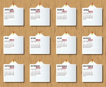 Calendar 2012 on wooden backgrounds.のイラスト素材