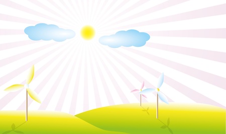 Very nice landscape backgrounds by concept wind turbines.のイラスト素材