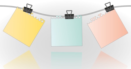 Post pad on the rope holding by paper clip.のイラスト素材