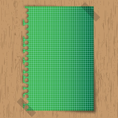New sticky green paper graph on wooden board.のイラスト素材