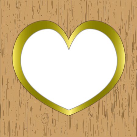 Heart pattern wooden frame gold border.のイラスト素材