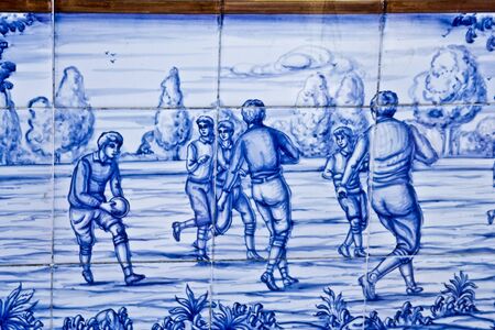 Tile, Talavera Pottery, playing footballのeditorial素材