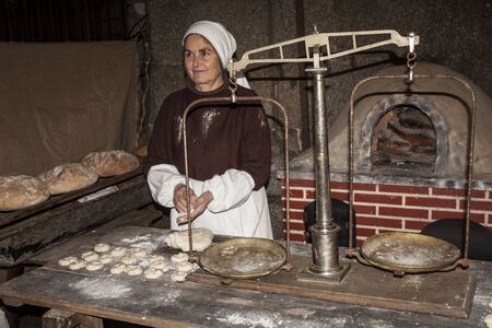Living Bethlehem Christmas 2012, Navamorcuende, Toledo, Spain,  bakery, breads, baker work, baker,のeditorial素材