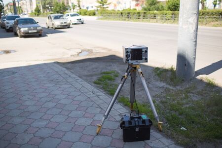Roadside Speed Meter and vehicleの写真素材