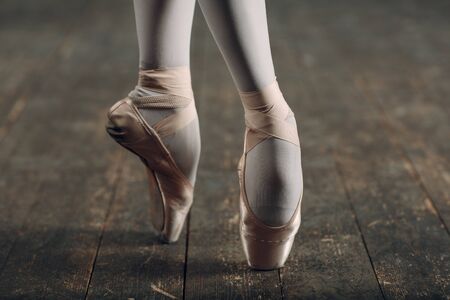 Ballerina legs in pointe close up.の写真素材