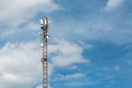 Antenna of Communication Building and blue sky.の写真素材
