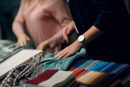 Interior designer woman at work. Design and interior decoration.の写真素材