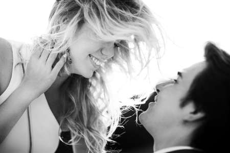 Wedding couple bride and groom together forever black and white imageの写真素材