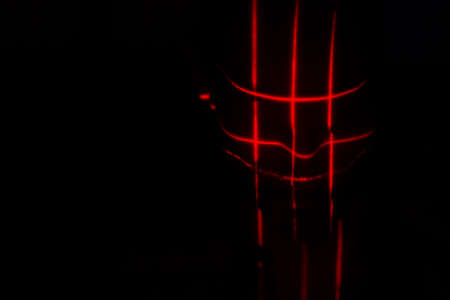 Concept Identify Illuminate Face Scan Red Laser. Biometric Futuristic Facial Recognition Scanning.の写真素材