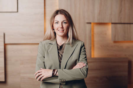 Business woman young adult coach standing at officeの写真素材