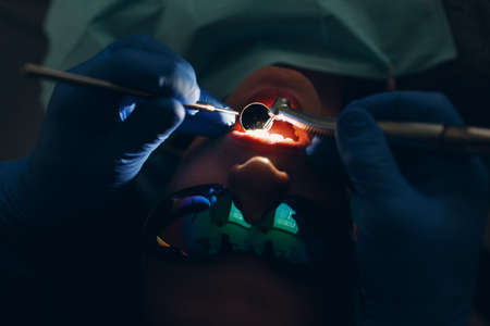 Dentistry Dentist and patient in Dental clinicの写真素材