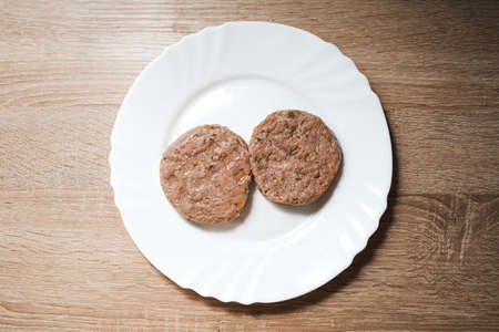 Plant based soy meat cutlet healthy dish plate.の写真素材