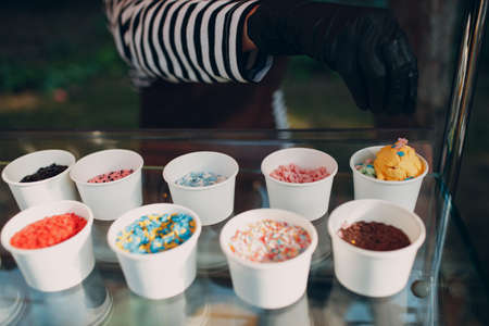 Topping different tastes for frozen yogurt or ice cream.