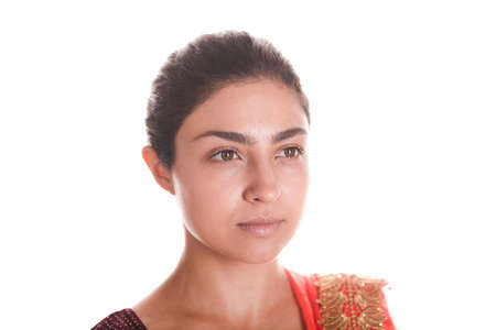 Portrait of young adult indian woman in sari.の写真素材