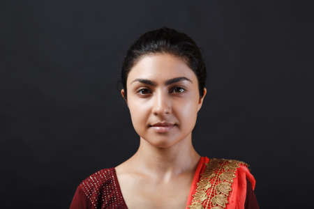Portrait of young adult 25s indian woman in sari.の写真素材