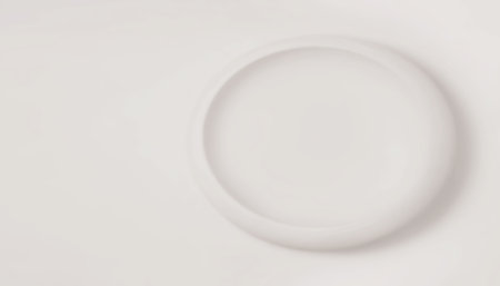 Minimal empty oval frame on white background for product presentation mockup flat lay.の写真素材