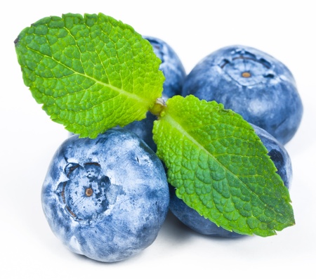 Ripe and Fresh Blueberries On A White Backgroundの写真素材