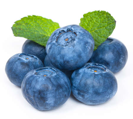 Ripe and Fresh Blueberries On A White Backgroundの写真素材