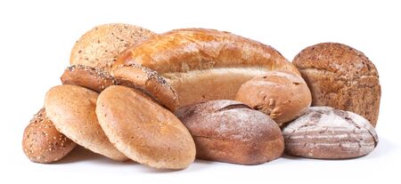 Bread and bakery on white background