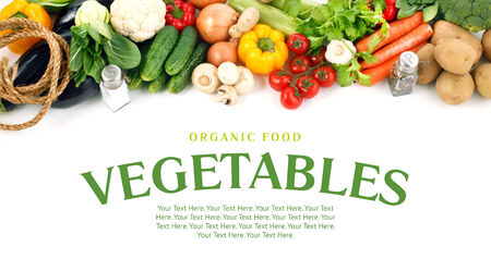 Vegetables close-up with space for text.の写真素材