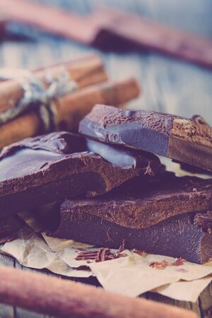 Few pieces of chocolate with style filter