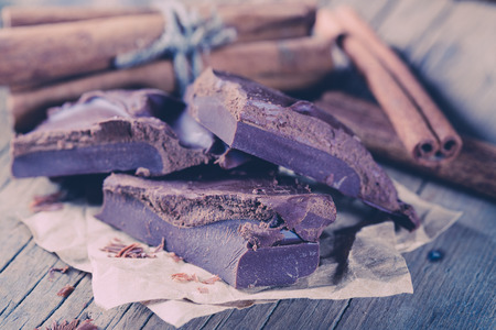 Few pieces of chocolate with Instagram style filterの写真素材