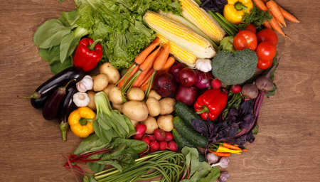 Farmers Food Vegetable carrot, potato and other on wooden background