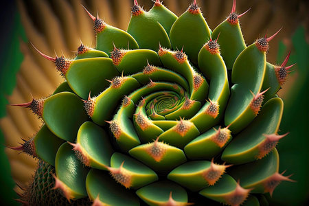 twisted spiral aloe vera flower with small spines along edgeの写真素材