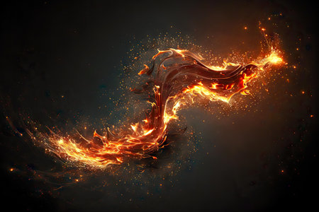 burning flying sparks from blaze fire flame