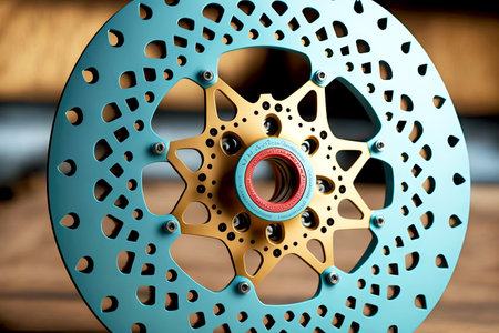 new brake discs to replace old ones in bicycle wheelsの写真素材