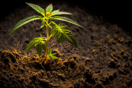 young blossom cannabis sproutの写真素材