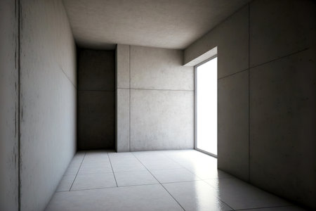 empty room with concrete walls and floor tilesの写真素材