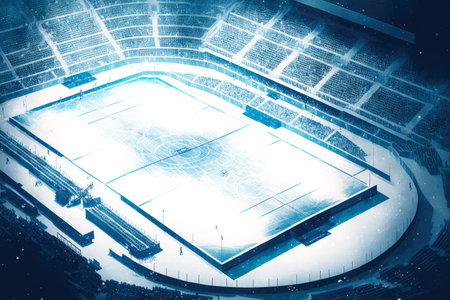 ice stadium ice skating rink for winter sports ice hockey, generative aiの写真素材