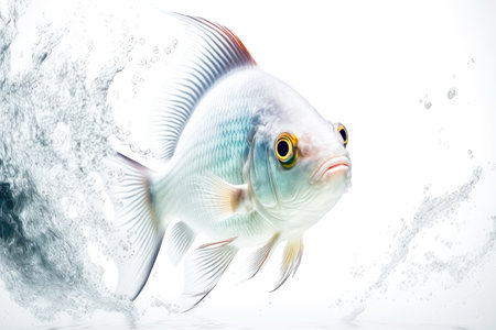 white fish adrift in water tropical fish isolated on white background