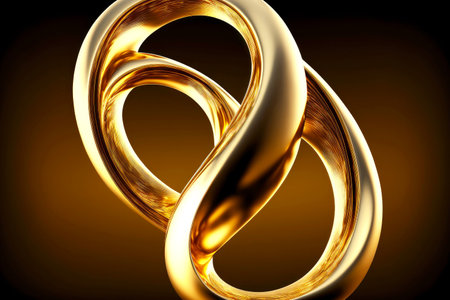 brilliant gold symbol in shape of twisted eight as infinity sign