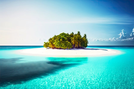 empty secluded coast maldives tropical island with clear seaの写真素材
