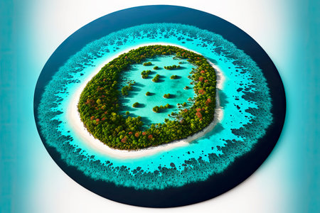island on maldives tropical island in shape of circle among turquoise sea