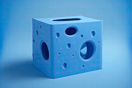 blue tissue box with oval holes on blue background