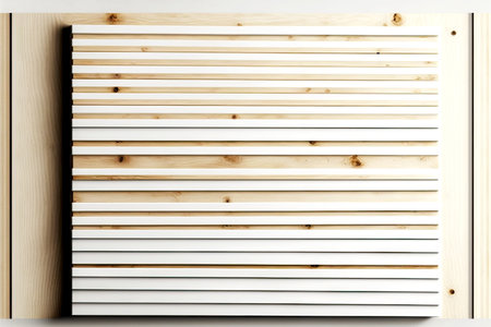 narrow strips and slats made of solid wood white wooden boardの写真素材