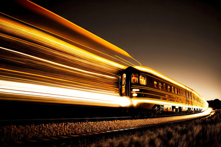 fast-moving train photo at shutter speed at night railway transport